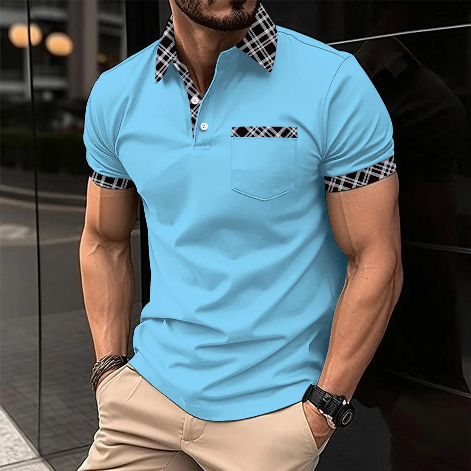 Camisa informal de negocios de hombre, Camisa deportiva informal de moda, camiseta de manga corta con cuello tipo Po